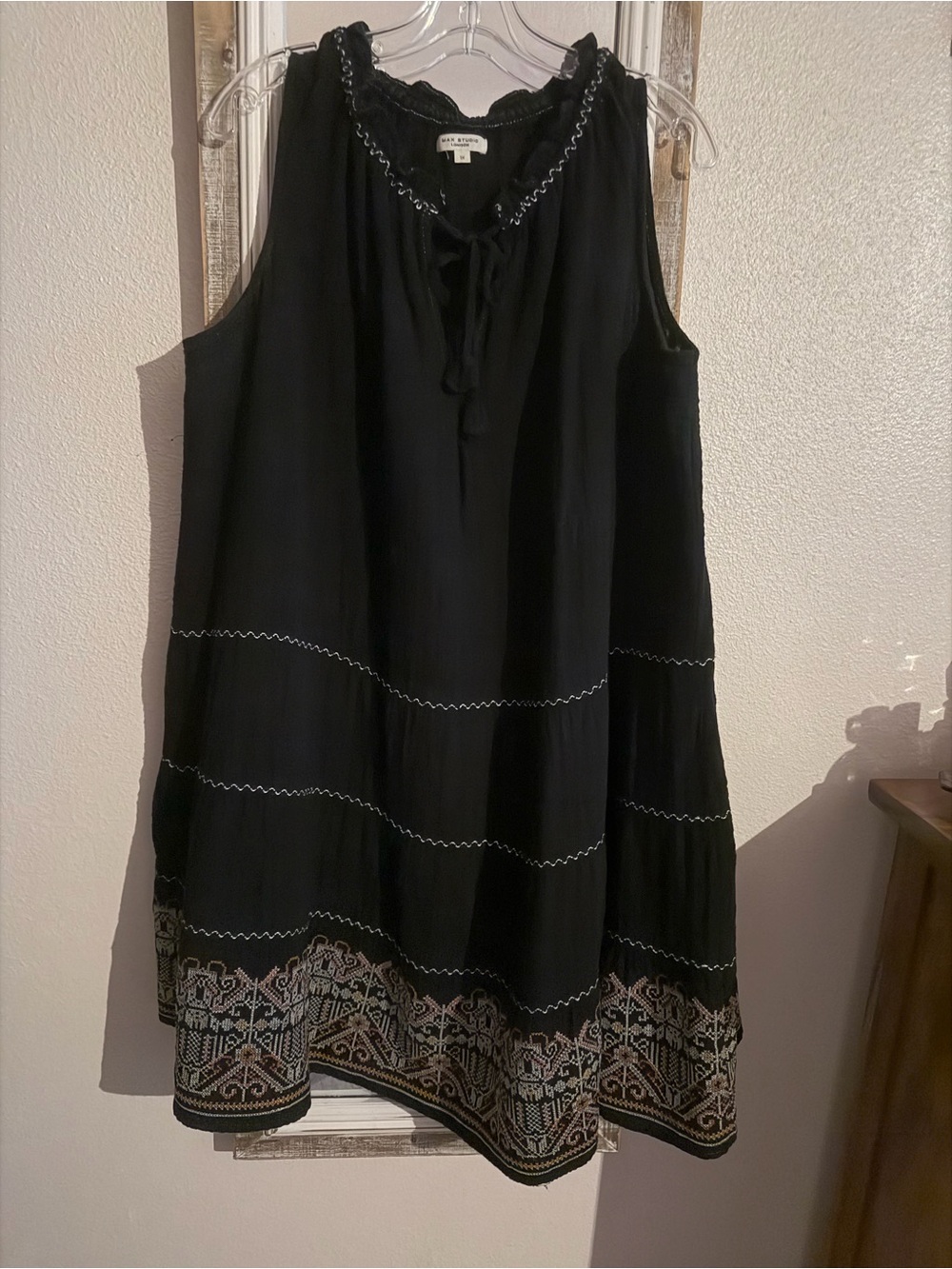 Max Studio Black Sleeveless Embroidered Tunic Dress Plus Size 1X